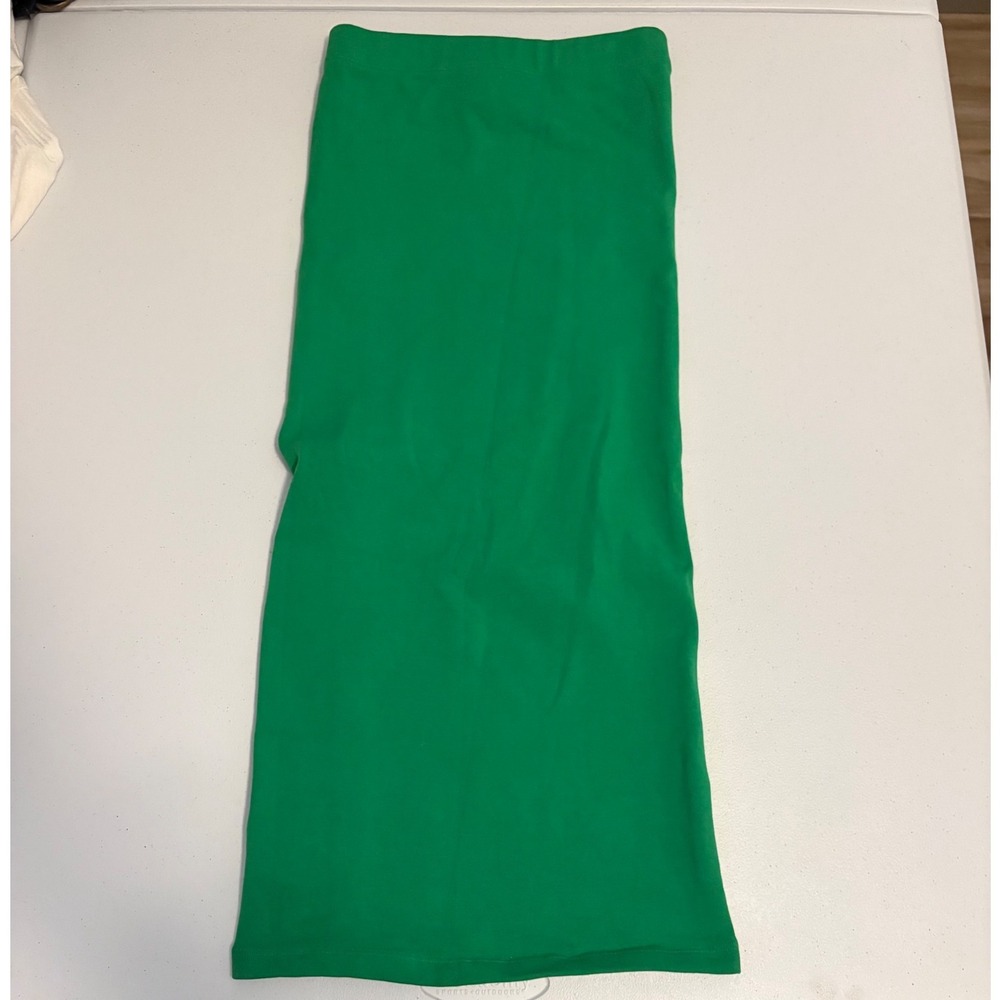 Zara Green Cotton Blend Stretchy Tube Midi Skirt XS Kelly Green f5